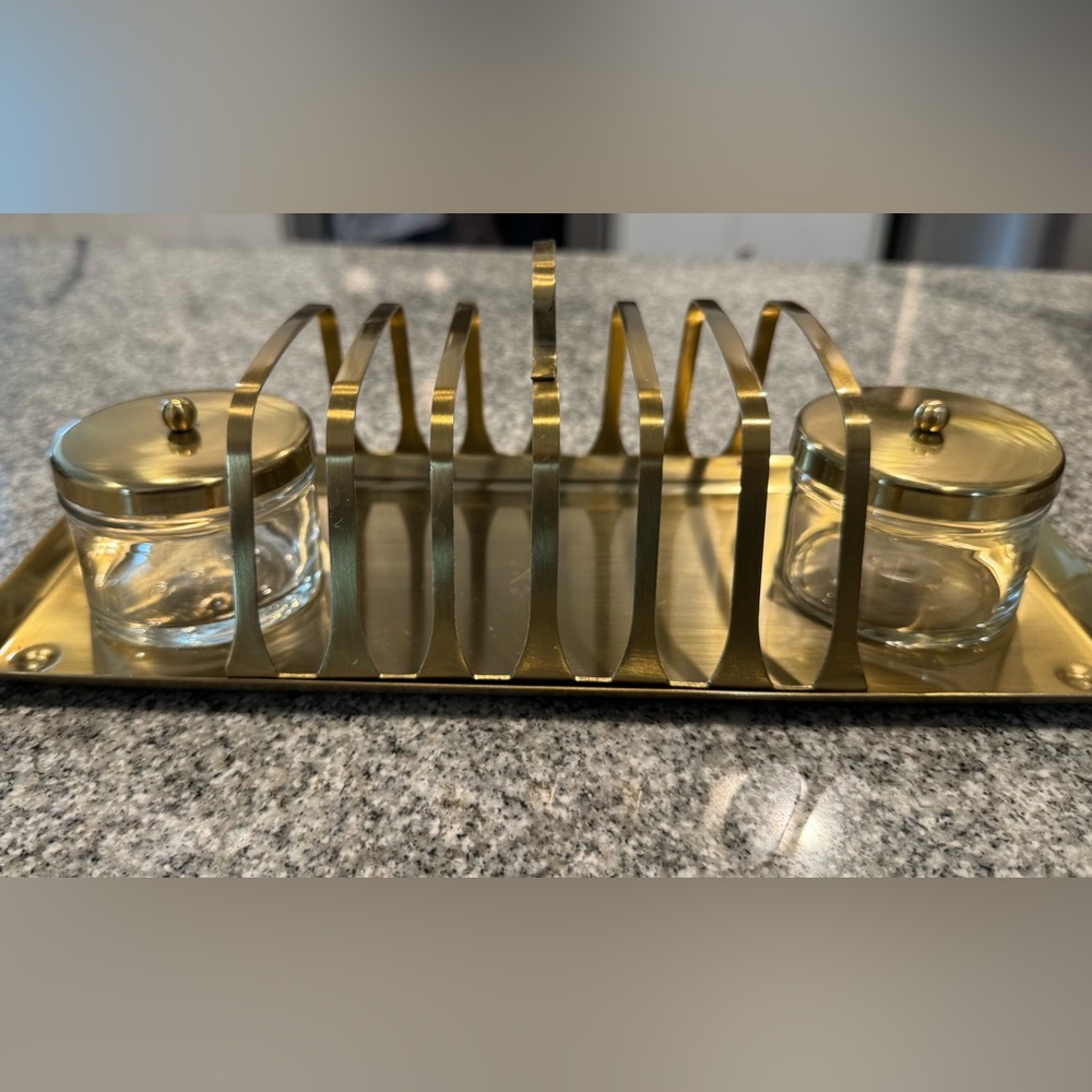 Hearth and Hand Magnolia -Jam And Toast Serving Set- Retired Set- Brushed Gold